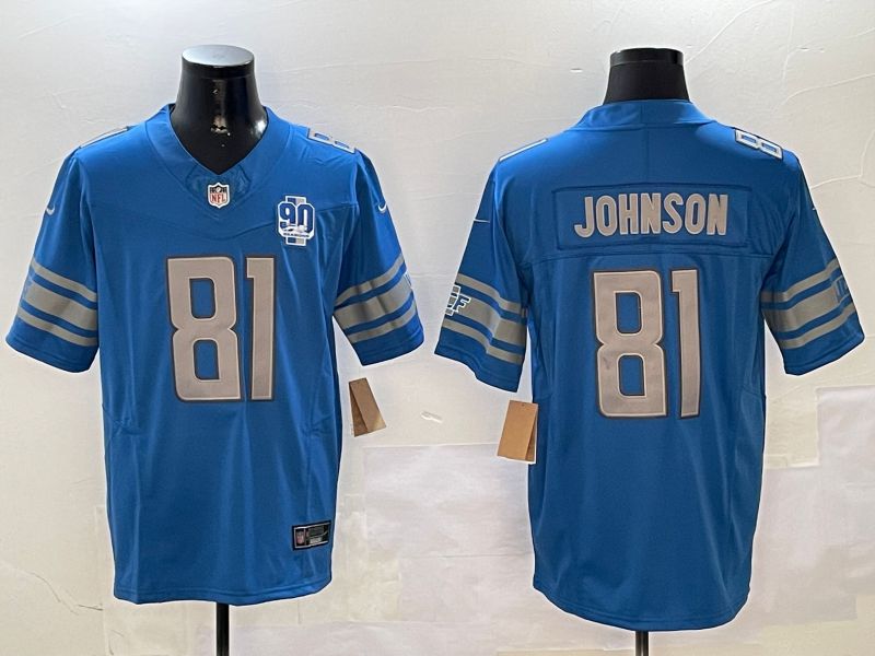 Men Detroit Lions #81 Johnson Blue three generations 2024 Nike Limited NFL Jersey style 01022->detroit lions->NFL Jersey